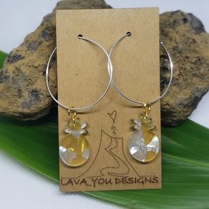 Sterling silver hoops with acrylic pineapples